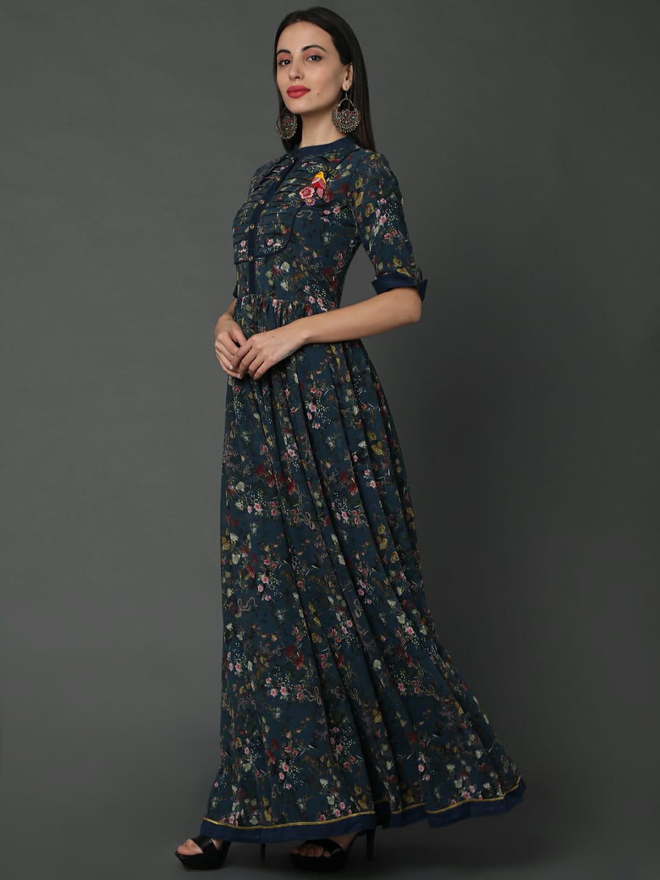 Peacock color store gown