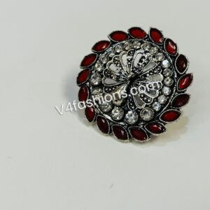 Red Kundan peacock Finger ring