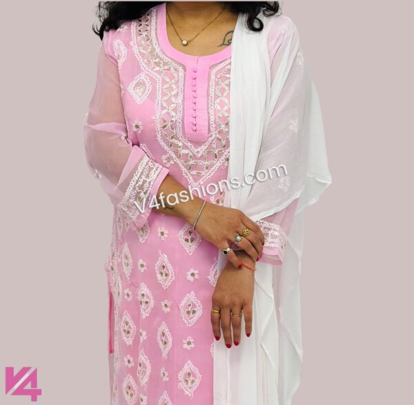 Baby Pink Chikankari embroidery -3 pcs suit 2