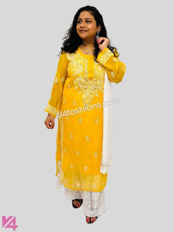 Mustard Chikankari embroidery 3 pcs suit 3