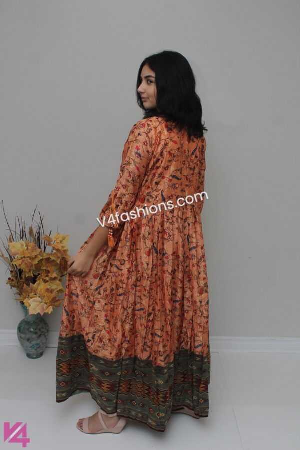 Orange art silk long Gown 2