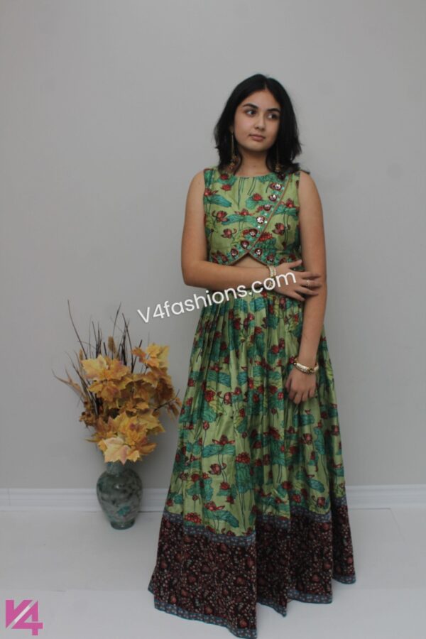 Green art silk Chaniya Choli