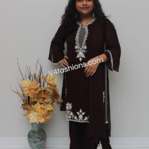 Hand embroidery with pearl work Georgette 3 Piece suit