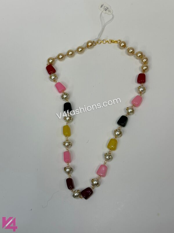 Multicoloured Stone & Pearl necklace