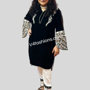 Black velvet Pearl Pakistani dress
