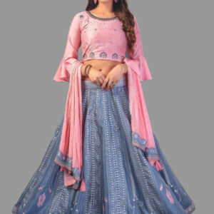 Pink pure cotton silk Lehenga choli with fine Embroideray