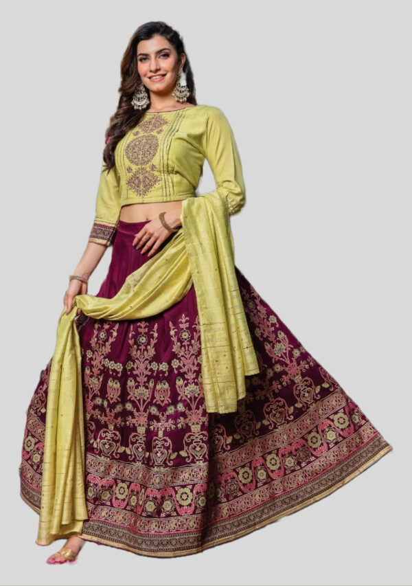 Peacock Green pure cotton silk Lehenga choli with fine Embroideray