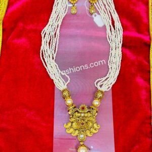 Floral design pendant long peral necklace Set