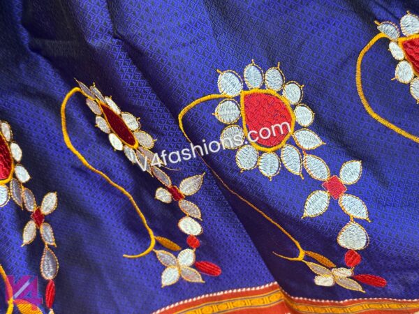 Royal Blue pure cotton Nath designer Saree