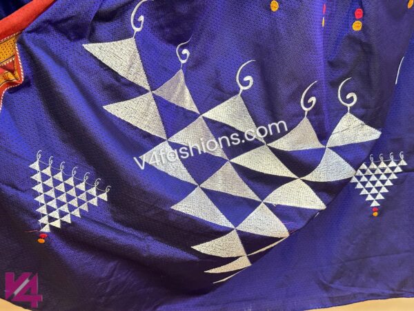 Royal Blue pure cotton Nath designer Saree