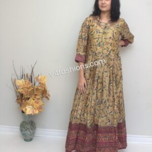 Mustard art silk long gown