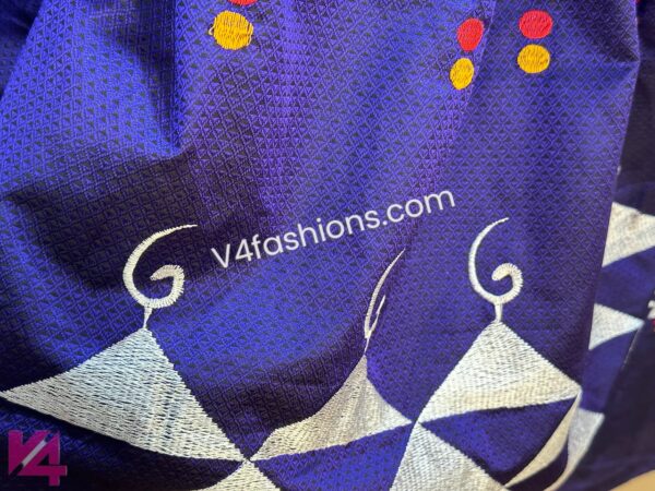 Royal Blue pure cotton Nath designer Saree