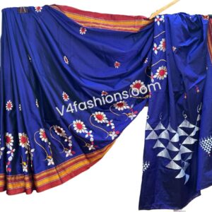 Royal Blue pure cotton Nath designer Saree