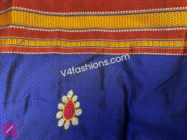 Royal Blue pure cotton Nath designer Saree