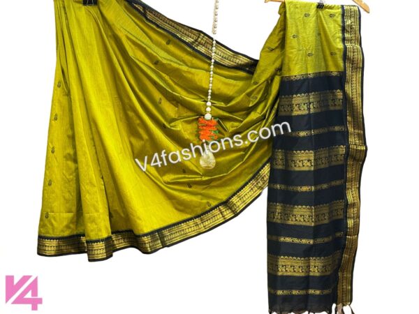 Pear Green Pure Cotton Silk Saree