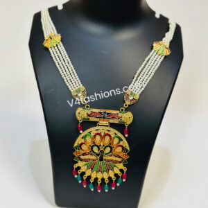 Peacock design pendant long peral necklace Set