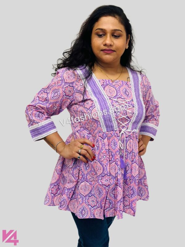 Purple color pure cotton short kurta