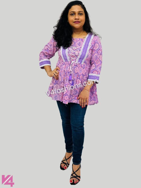 Purple color pure cotton short kurta