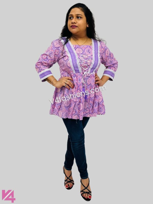 Purple color pure cotton short kurta