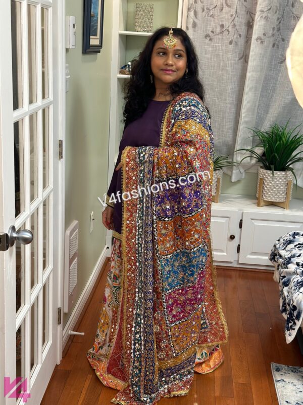 Pakistani sharara suit* Purple Top and muliticolour Sharara suit