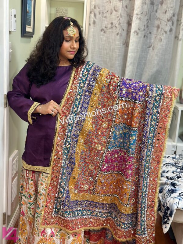 Pakistani sharara suit* Purple Top and muliticolour Sharara suit