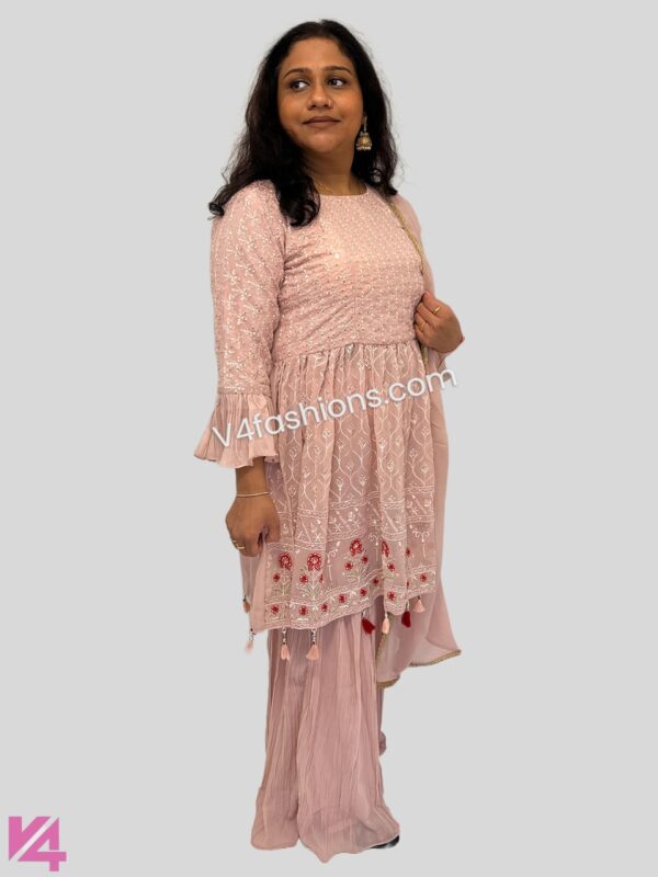 Soft pastel Pink sequence work sharara suit 2