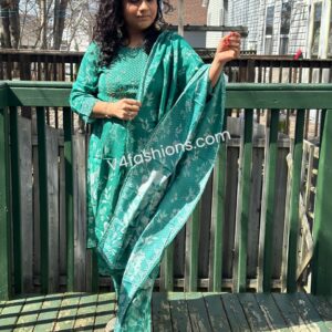 Sea green muslin Silk 3 piece Kurta Set 1